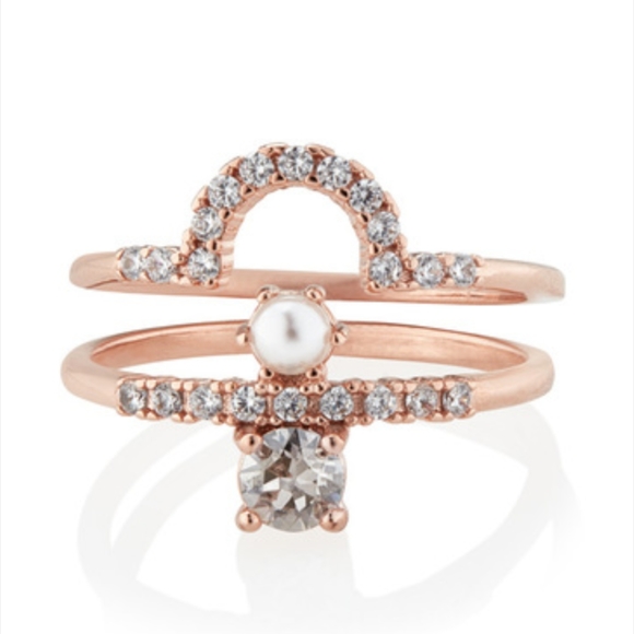 Chloe + Isabel Jewelry - LAST ONE! c+i Rose Gold Pave Pearl Stacking Rings Set Size 9
